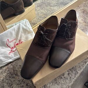 Christian Louboutin Dark Brown Leather and Suede Oxfords